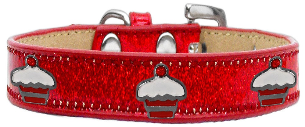 Christmas Dog, Puppy & Pet Widget Ice Cream Collar, "Red Cupcake"-4