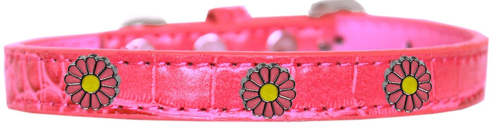 Dog, Puppy & Pet Designer Croc Widget Collar, "Pink Daisies"-3