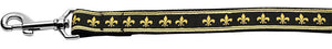 Pet Dog and Cat Nylon Collar or Leash, "Black & Gold Fleur De Lis"-2