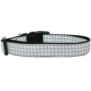 Pet Dog & Cat Nylon Collar or Leash, "Houndstooth Grey"-0