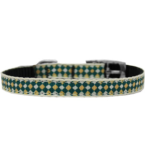 Pet Dog & Cat Nylon Collar or Leash, "Green Checkers"-0