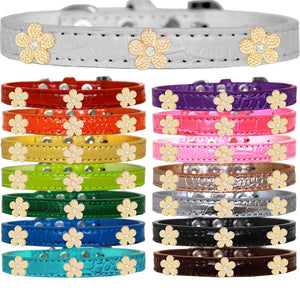 Dog, Puppy & Pet Designer Croc Widget Collar, "Gold Flowers"-0