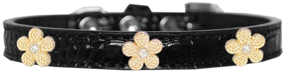 Dog, Puppy & Pet Designer Croc Widget Collar, "Gold Flowers"-2