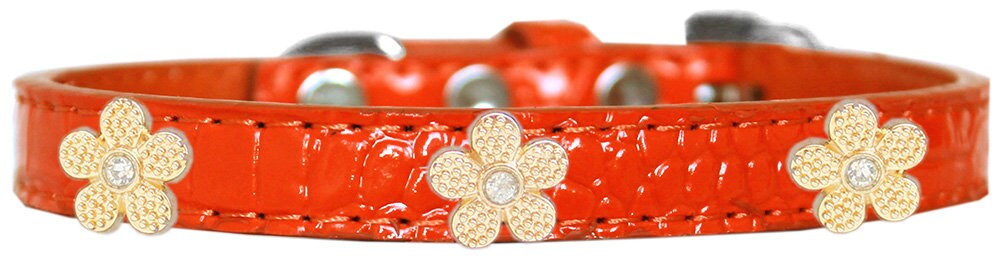 Dog, Puppy & Pet Designer Croc Widget Collar, "Gold Flowers"-10