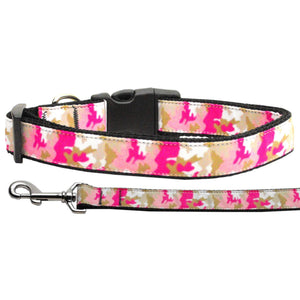 Pet Dog & Cat Nylon Collar or Leash, "Pink Camo"-0