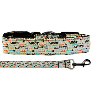 Pet Dog & Cat Nylon Collar or Leash, "Woofs A Lot"-0