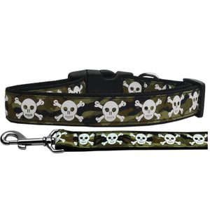 Pet Dog & Cat Nylon Collar or Leash, "Camo Skulls"-0