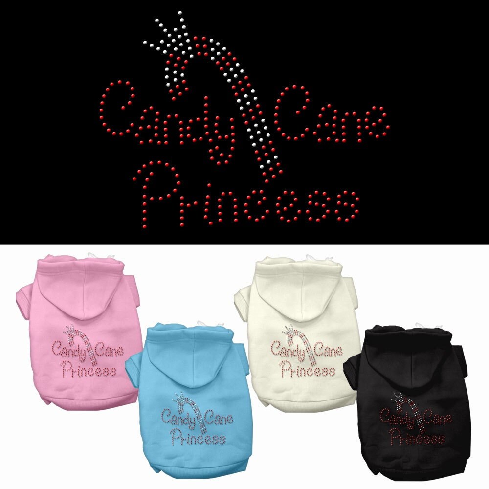 Christmas Pet Dog & Cat Hoodie Rhinestone, "Candy Cane Princess"-0