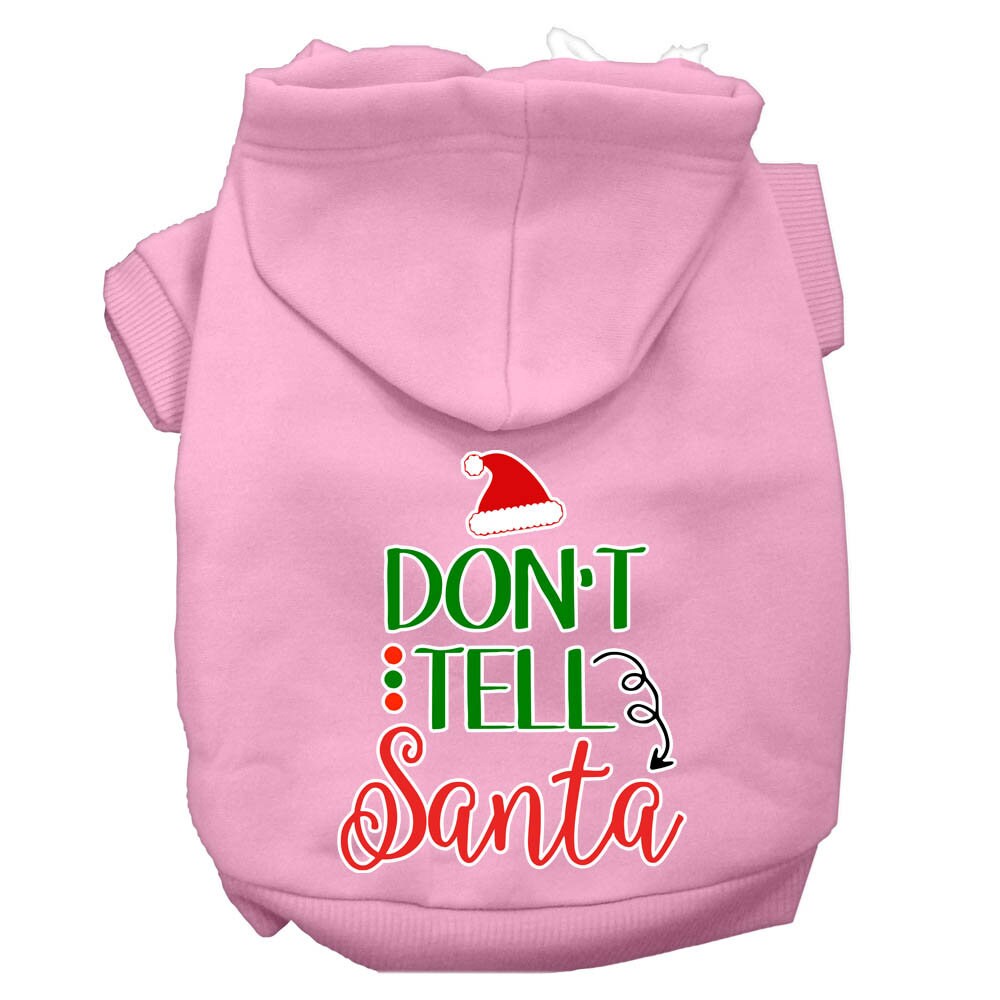 Christmas Pet Dog & Cat Hoodie Screen Printed, "Don't Tell Santa"-8