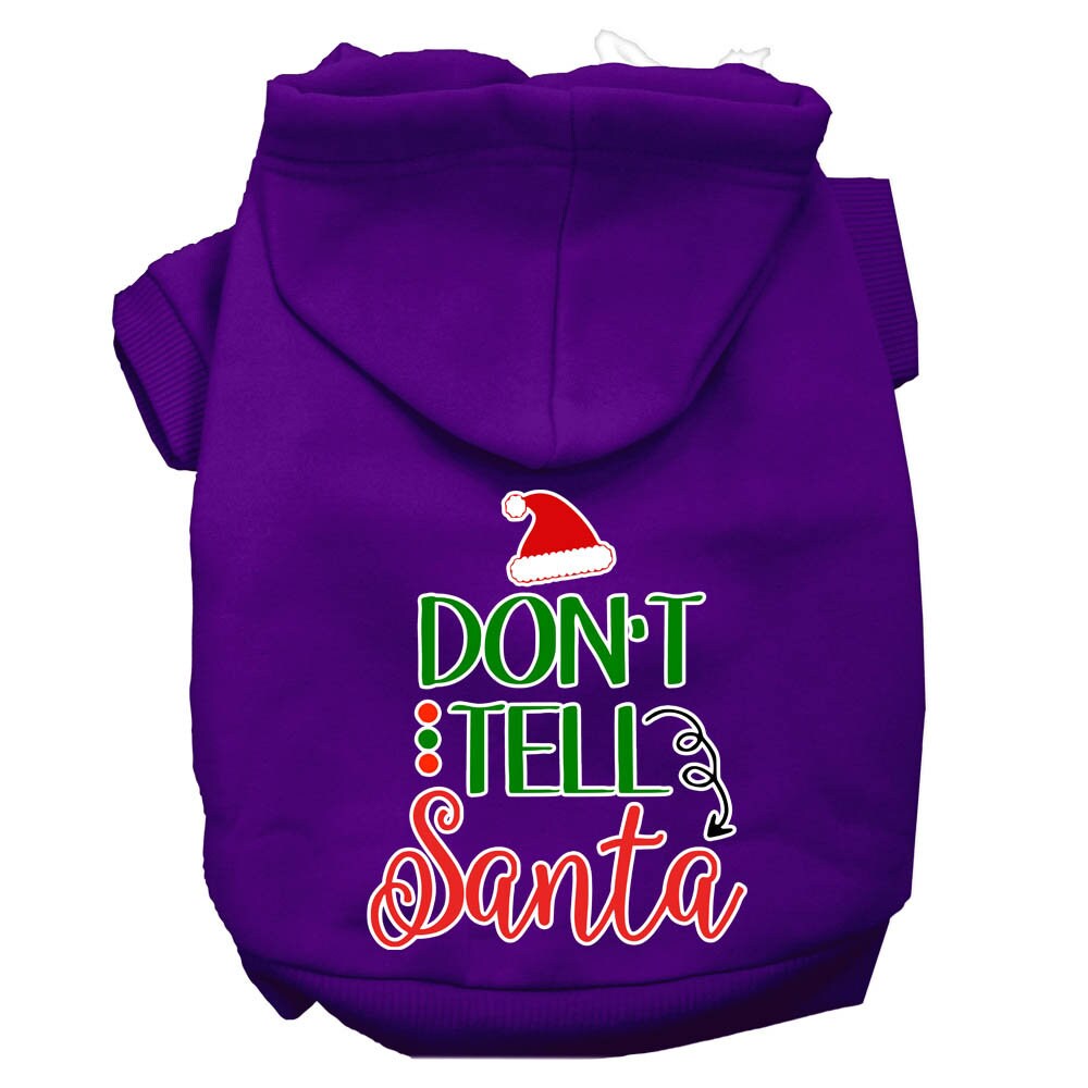 Christmas Pet Dog & Cat Hoodie Screen Printed, "Don't Tell Santa"-10