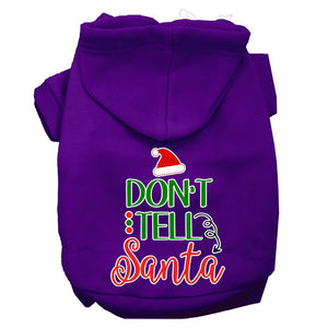 Christmas Pet Dog & Cat Hoodie Screen Printed, "Don't Tell Santa"-10