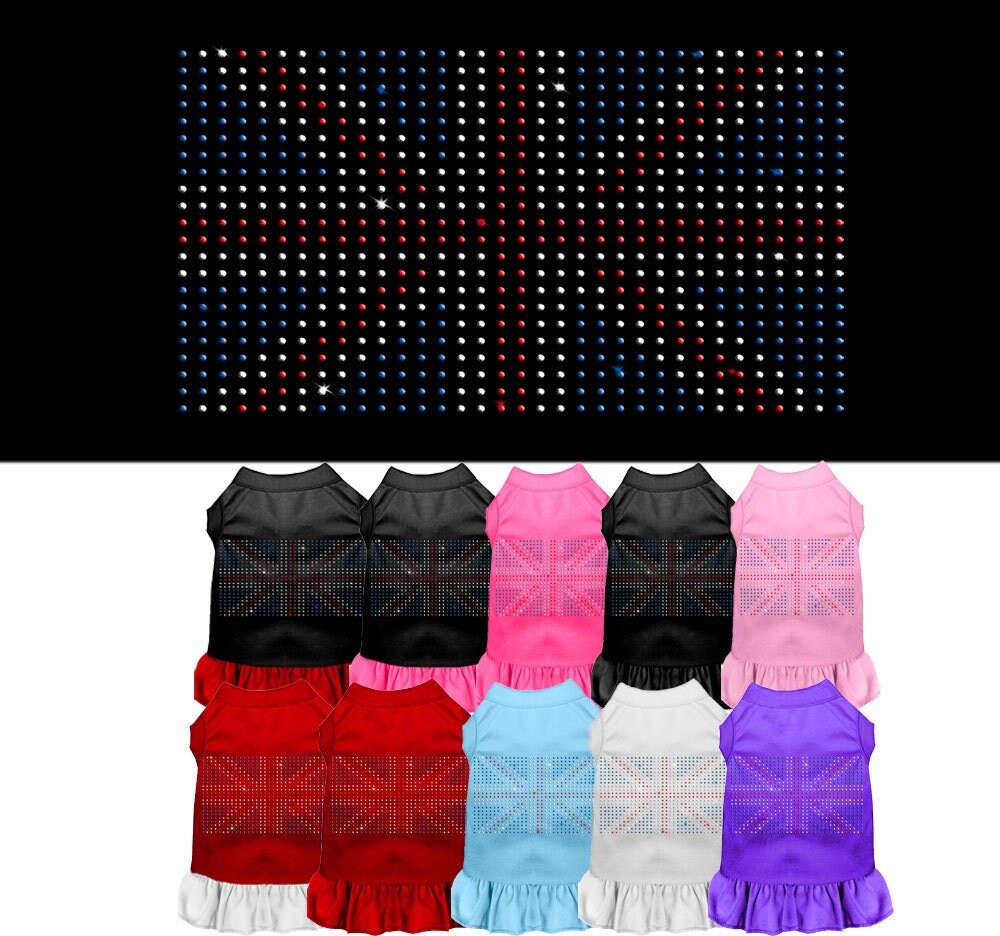 Pet Dog & Cat Dress Rhinestone, "British Flag"-0