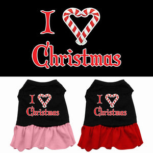 Christmas Pet Dog & Cat Dress Screen Printed, "I Love Christmas"-0