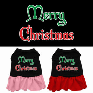 Christmas Pet Dog & Cat Dress Screen Printed, "Merry Christmas"-0