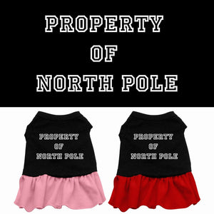 Christmas Pet Dog & Cat Dress Screen Printed, "Property Of North Pole"-0