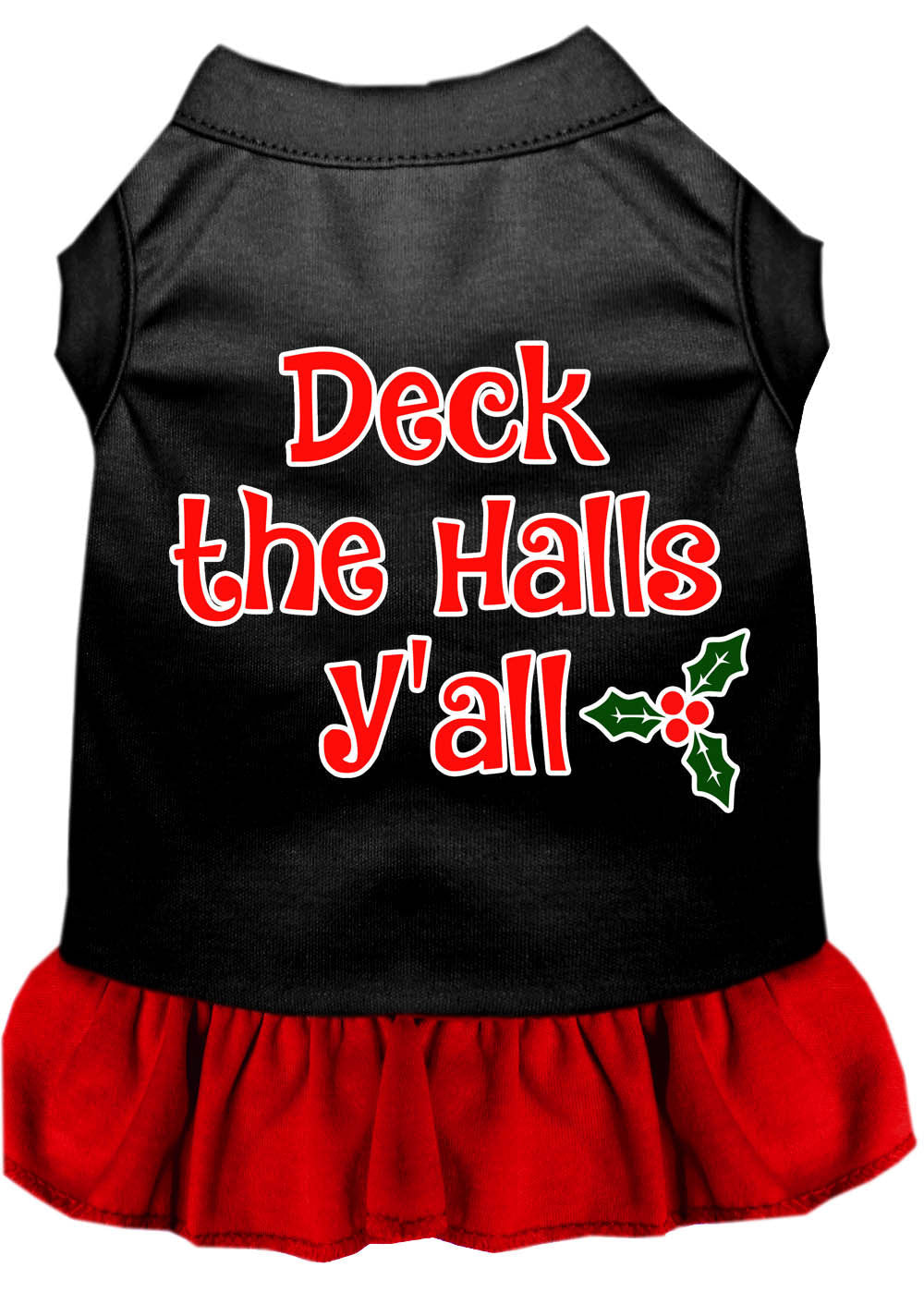 Christmas Dog Dress, Pet Dog & Cat Dress Screen Printed, "Deck The Halls Y'all"-2