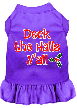 Christmas Dog Dress, Pet Dog & Cat Dress Screen Printed, "Deck The Halls Y'all"-3