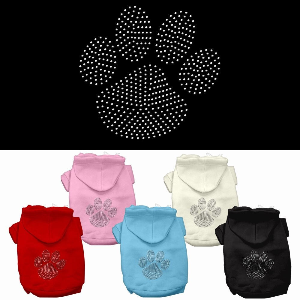 Pet, Dog & Cat Hoodie Rhinestone, "Clear Paw"-0