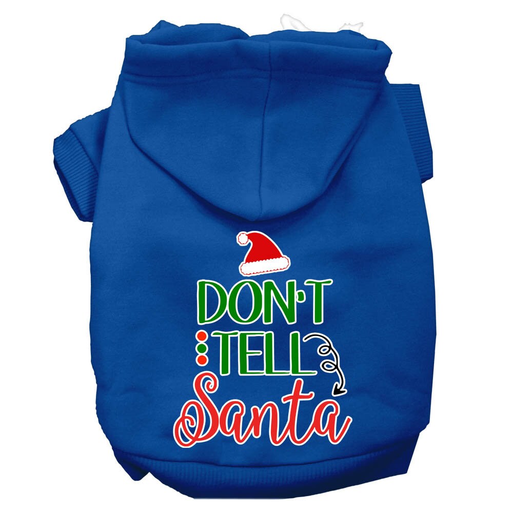 Christmas Pet Dog & Cat Hoodie Screen Printed, "Don't Tell Santa"-6