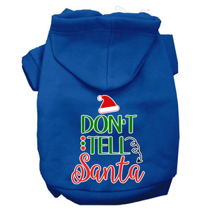 Christmas Pet Dog & Cat Hoodie Screen Printed, "Don't Tell Santa"-6