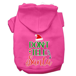 Christmas Pet Dog & Cat Hoodie Screen Printed, "Don't Tell Santa"-7