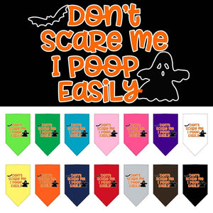 Halloween Pet and Dog Bandana Screen Printed, "Don't Scare Me, I Poop Easily"-0