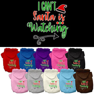 Christmas Pet Dog & Cat Hoodie Screen Printed, "I Can't, Santa Is Watching"-0