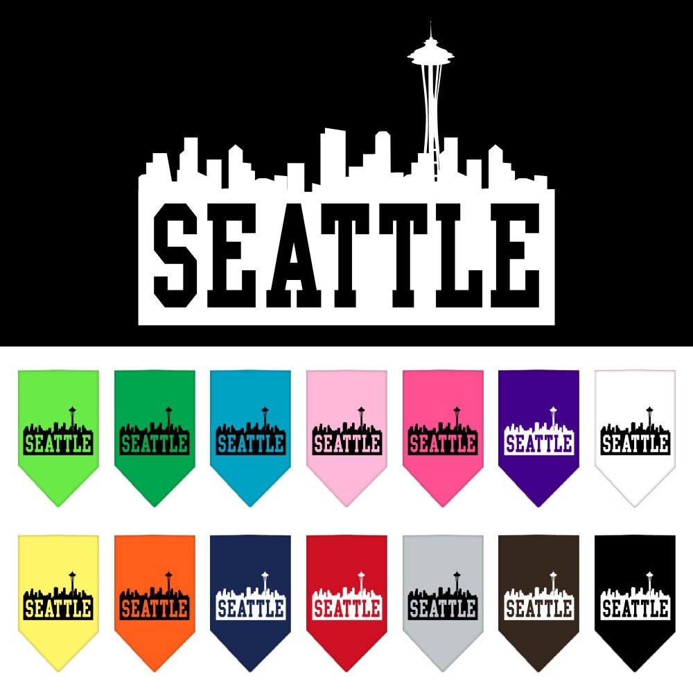 Pet and Dog Bandana Screen Printed, "Seattle Skyline"-0