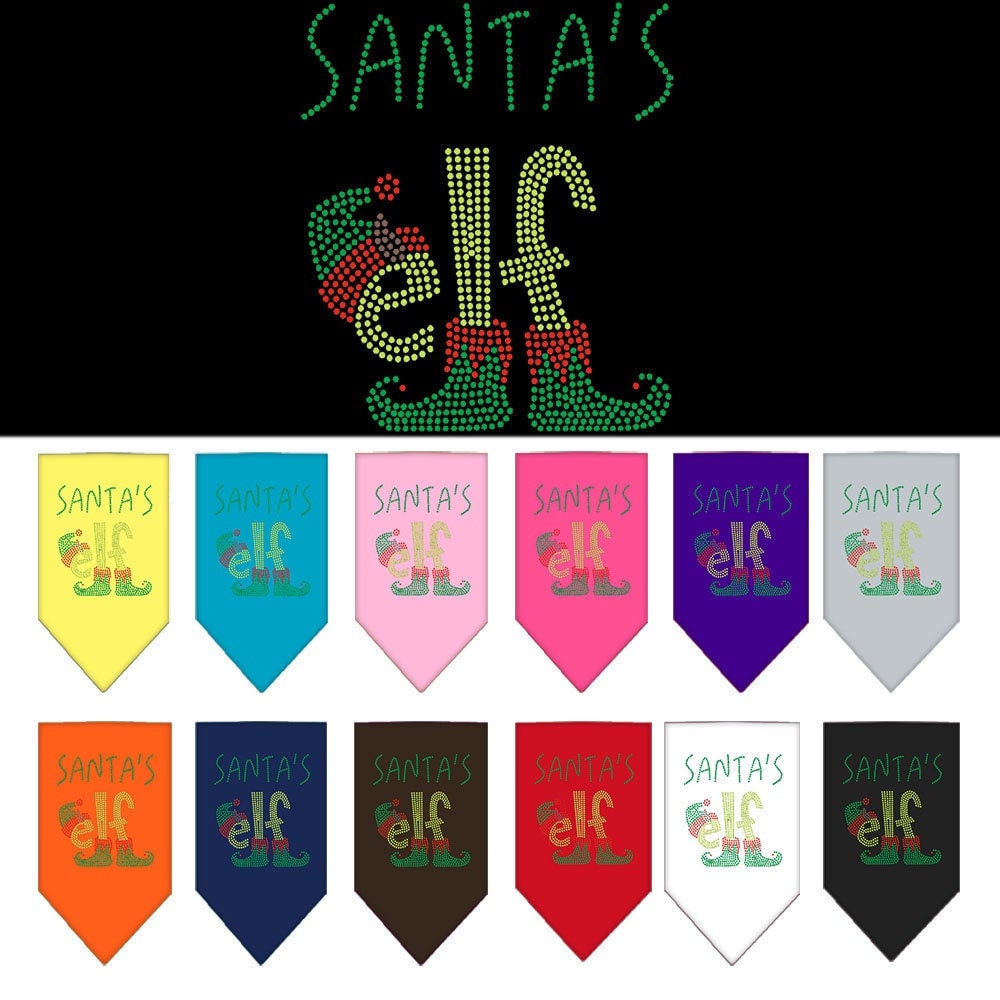 Christmas Pet and Dog Bandana Rhinestone, "Santa's Elf"-0