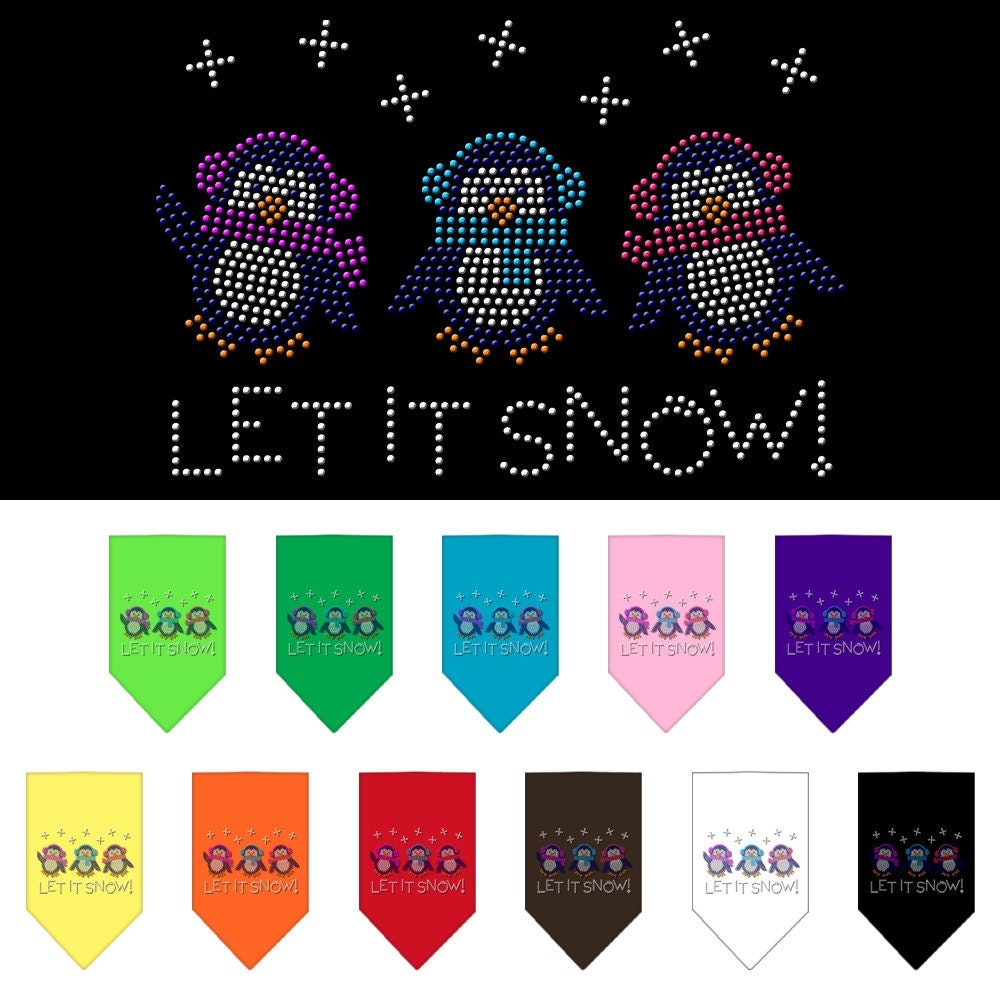 Christmas Pet and Dog Bandana Rhinestone, "Let It Snow Penguins"-0