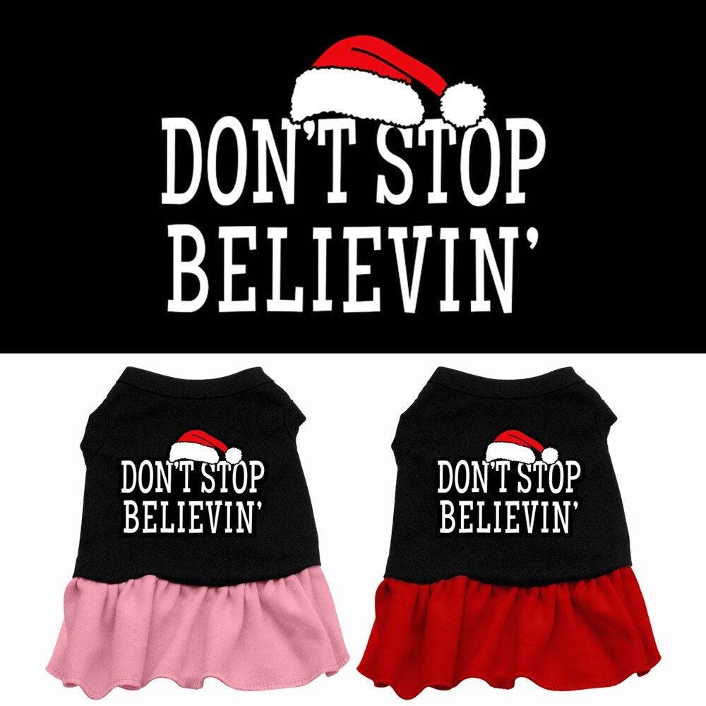 Christmas Pet Dog & Cat Dress Screen Printed, "Don't Stop Believin"-0