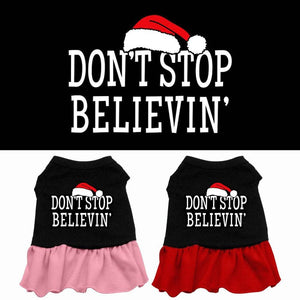 Christmas Pet Dog & Cat Dress Screen Printed, "Don't Stop Believin"-0