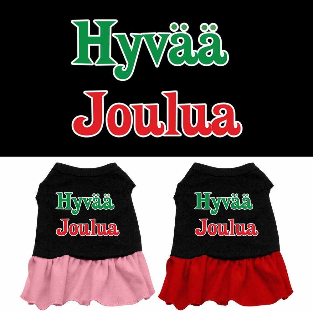 Christmas Pet Dog & Cat Dress Screen Printed, "Hyvaa Joulua"-0