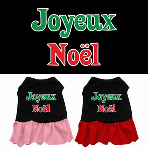 Christmas Pet Dog & Cat Dress Screen Printed, "Joyeux Noel"-0