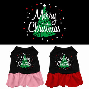 Christmas Pet Dog & Cat Dress Screen Printed, "Scribble Merry Christmas"-0