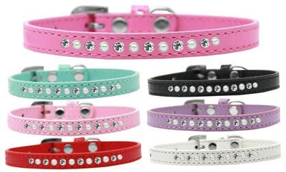 Dog, Puppy and Pet Fashion Leather Collar "Pearl & Clear Crystals"-0