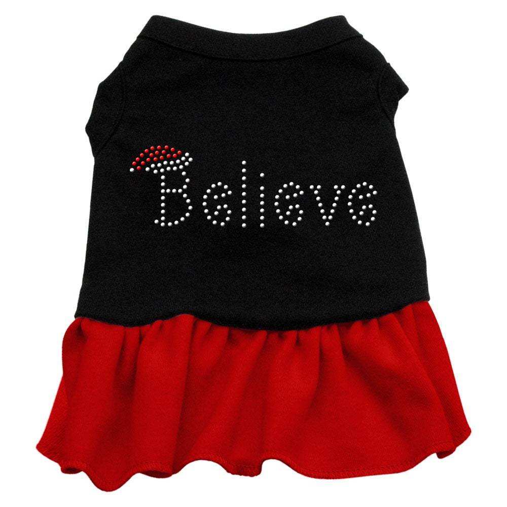 Christmas Pet Dog & Cat Dress Rhinestone, "Believe"-3