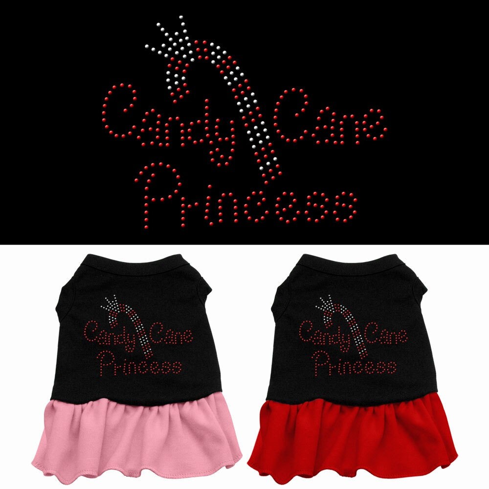 Christmas Pet Dog & Cat Dress Rhinestone, "Candy Cane Princess"-0