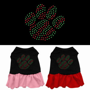 Christmas Pet Dog & Cat Dress Rhinestone, "Christmas Paw"-0