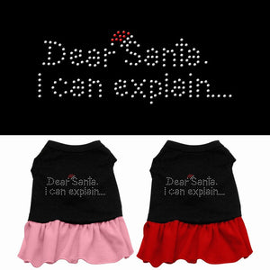 Christmas Pet Dog & Cat Dress Rhinestone, "Dear Santa, I Can Explain"-0