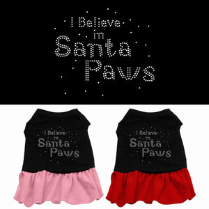 Christmas Pet Dog & Cat Dress Rhinestone, "I Believe In Santa Paws"-0