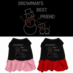 Christmas Pet Dog & Cat Dress Rhinestone, "Snowman's Best Friend"-0