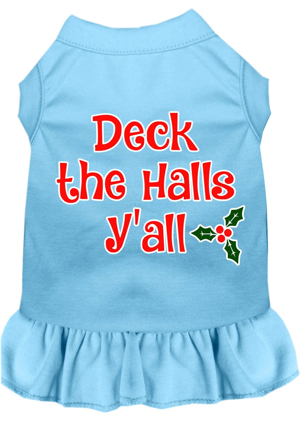 Christmas Dog Dress, Pet Dog & Cat Dress Screen Printed, "Deck The Halls Y'all"-5