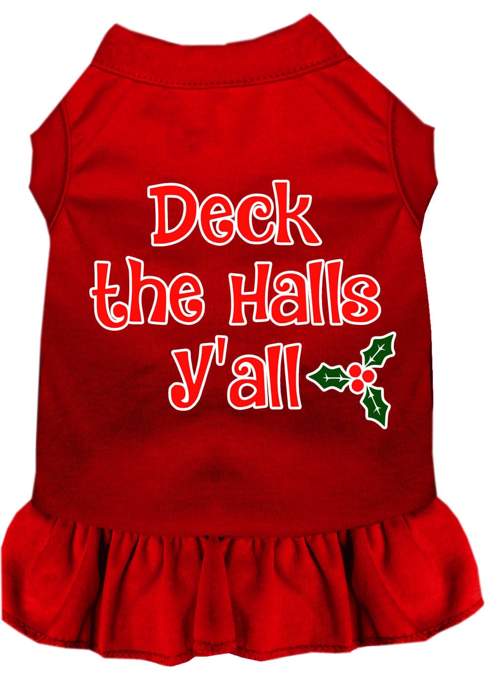 Christmas Dog Dress, Pet Dog & Cat Dress Screen Printed, "Deck The Halls Y'all"-4