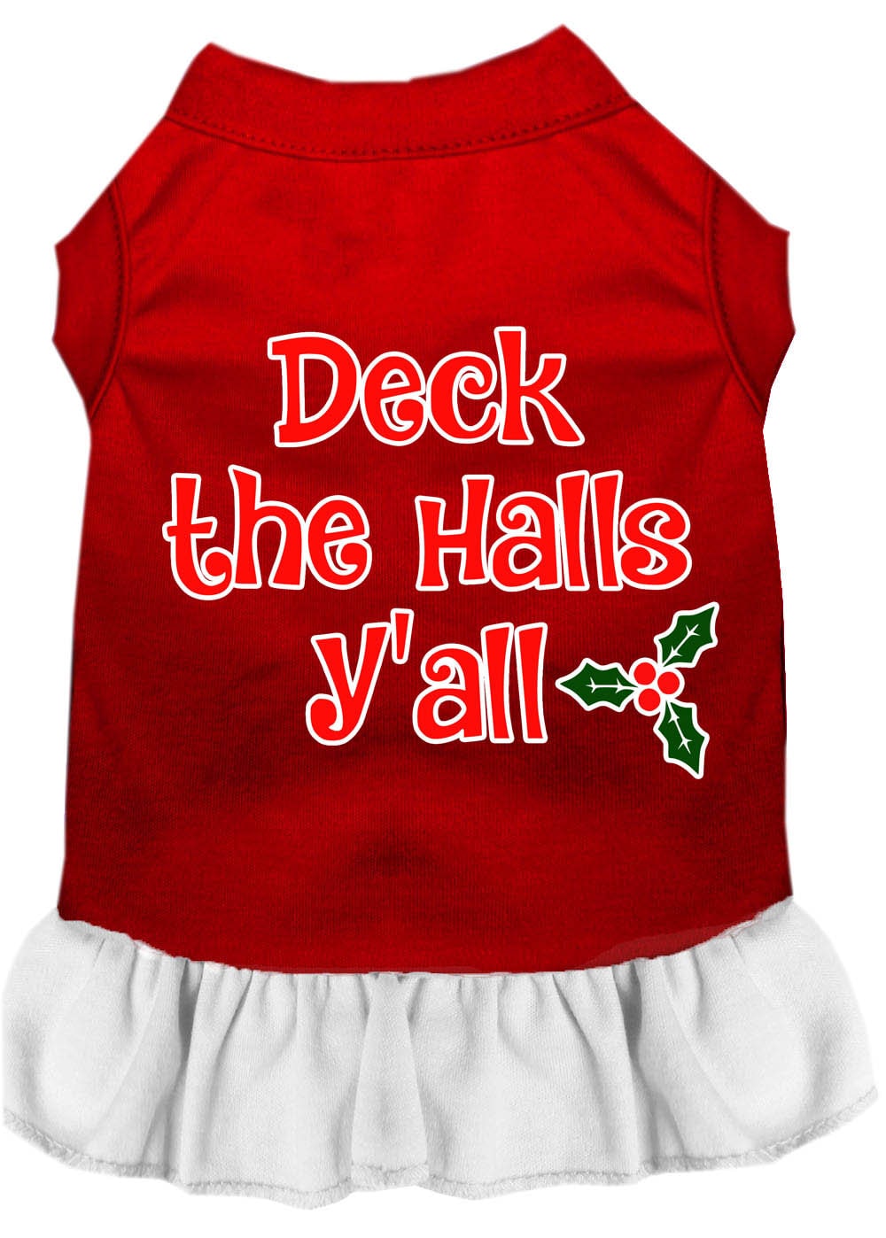 Christmas Dog Dress, Pet Dog & Cat Dress Screen Printed, "Deck The Halls Y'all"-9