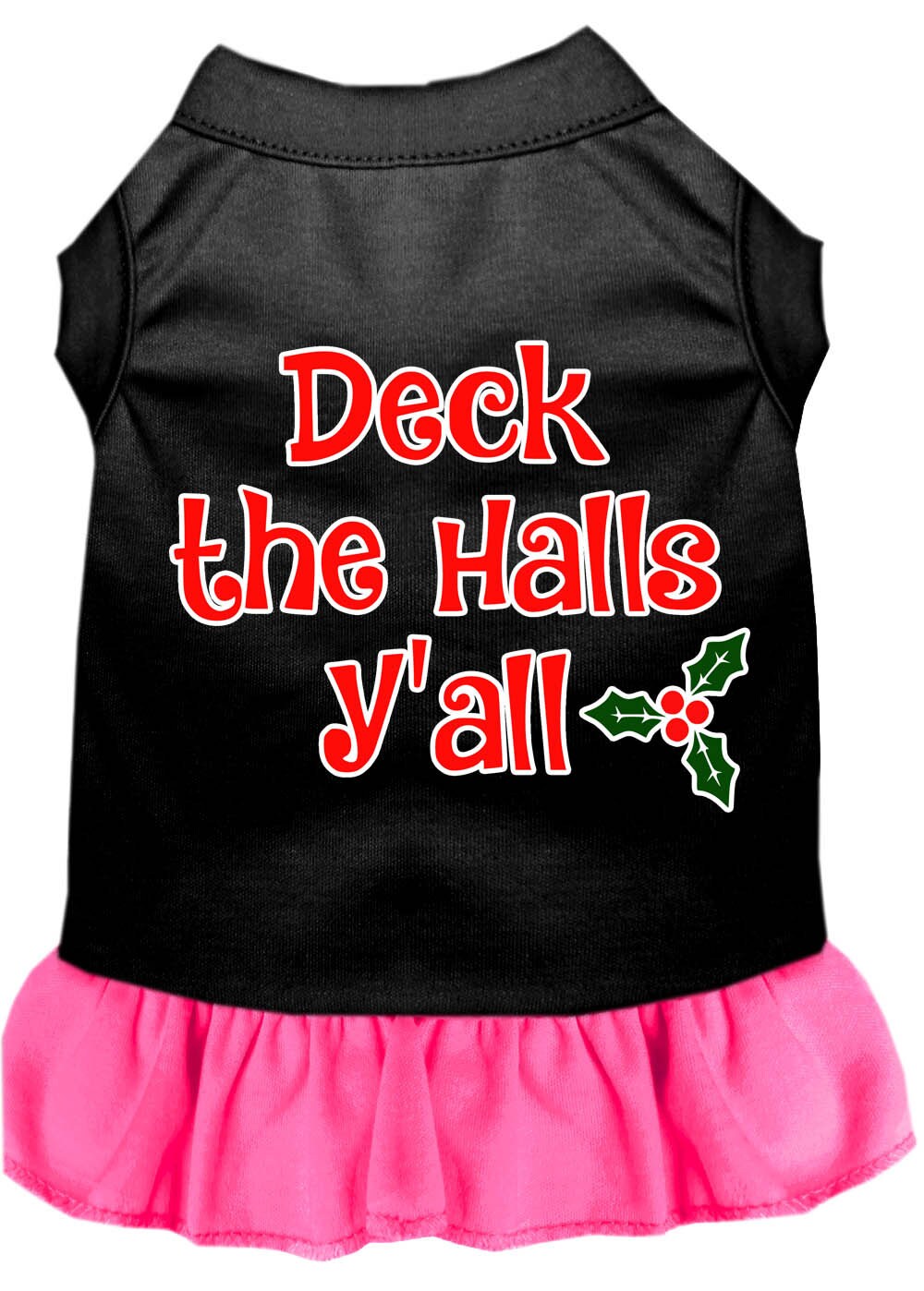 Christmas Dog Dress, Pet Dog & Cat Dress Screen Printed, "Deck The Halls Y'all"-8