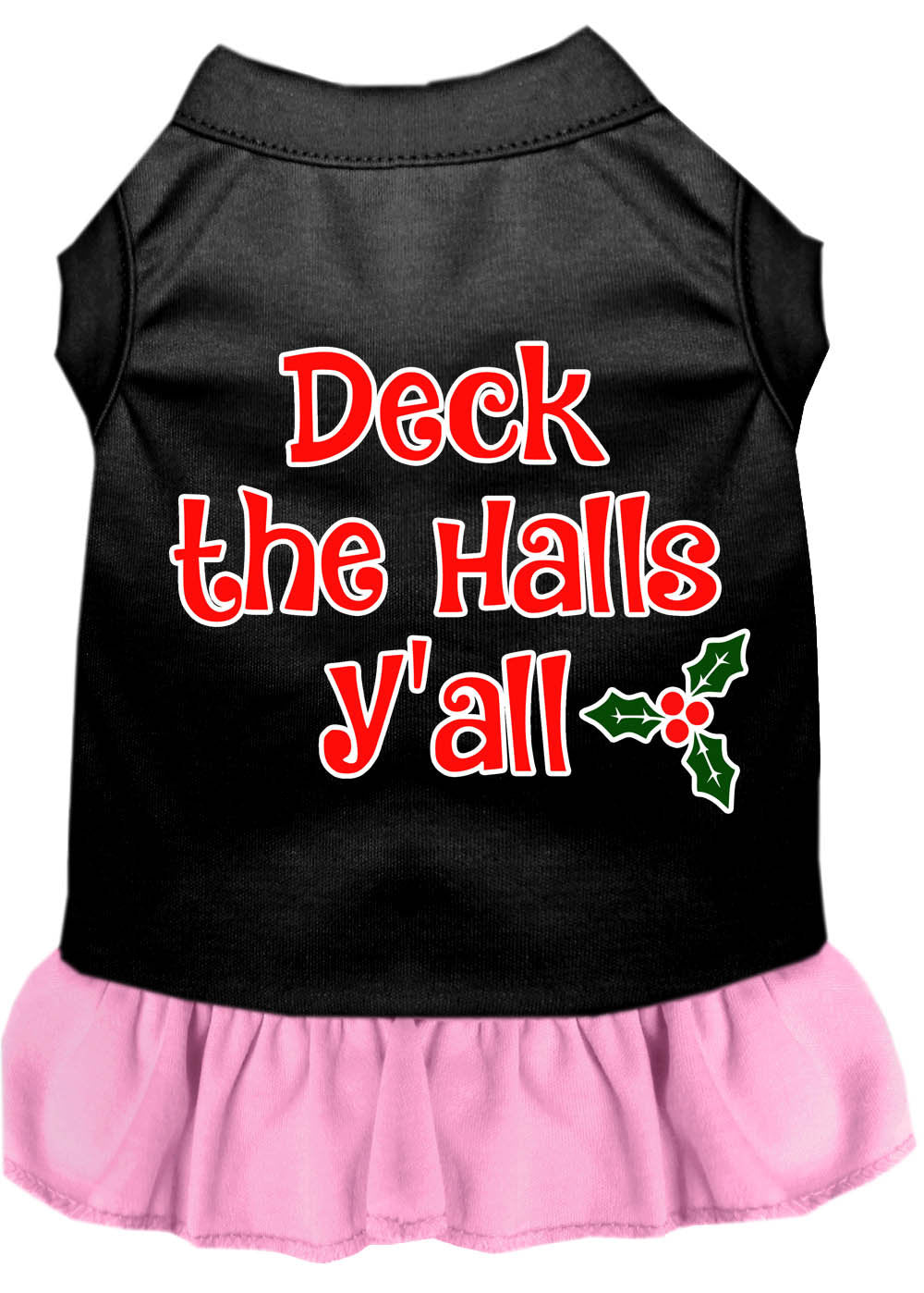 Christmas Dog Dress, Pet Dog & Cat Dress Screen Printed, "Deck The Halls Y'all"-7