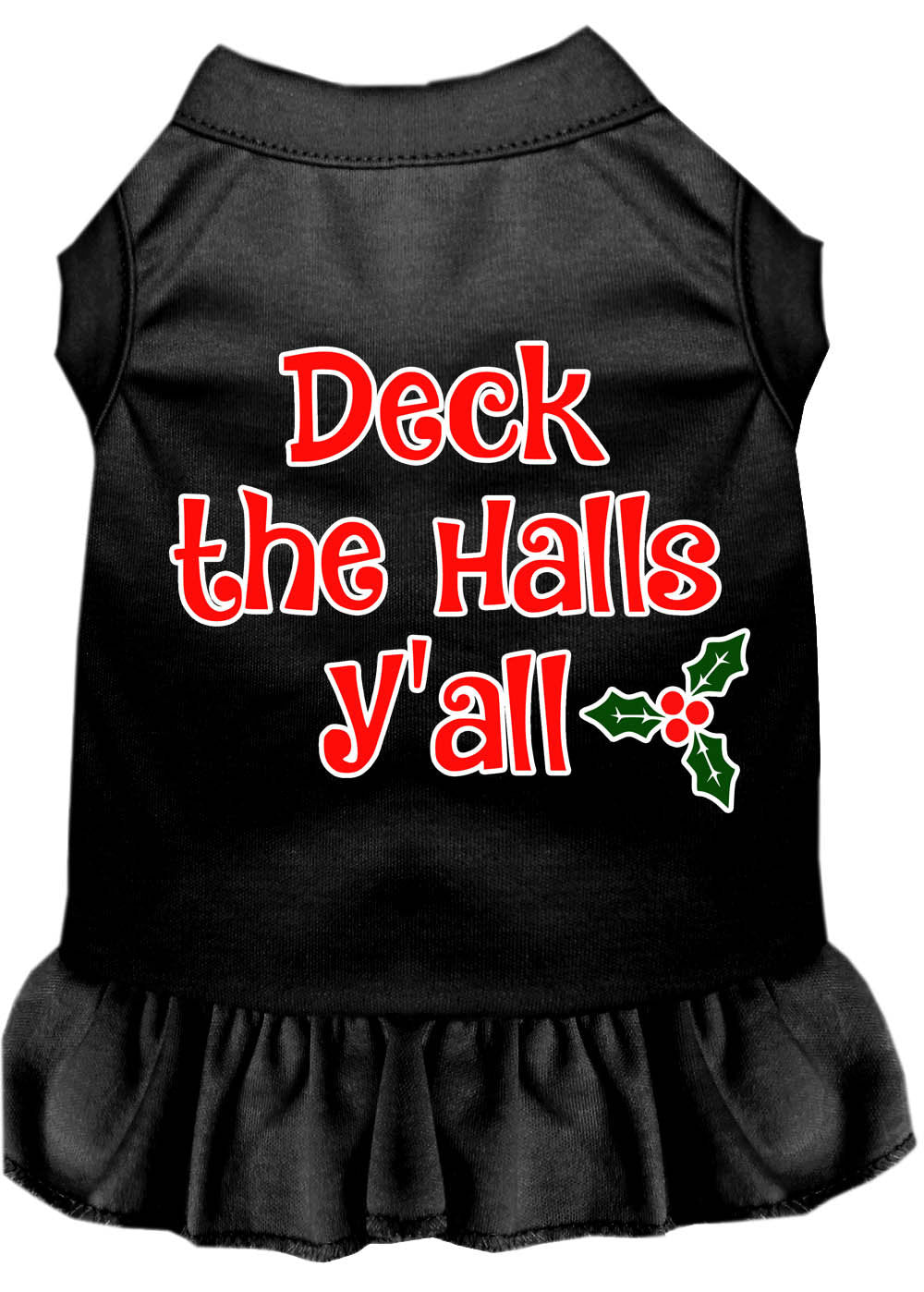 Christmas Dog Dress, Pet Dog & Cat Dress Screen Printed, "Deck The Halls Y'all"-6