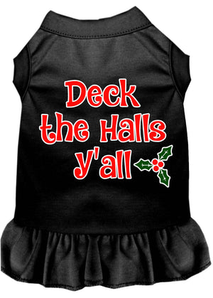 Christmas Dog Dress, Pet Dog & Cat Dress Screen Printed, "Deck The Halls Y'all"-6