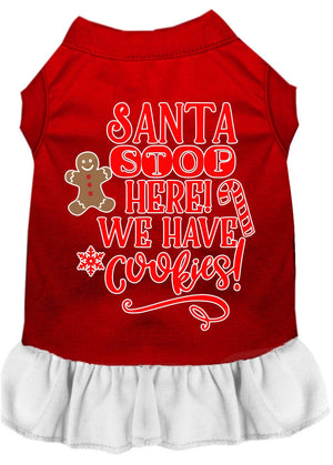 Christmas Pet Dog & Cat Dress Screen Printed, "Santa Stop Here, We Have Cookies"-12